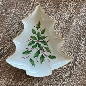 Lenox Holiday Gold-Banded Tree-Shaped Candy Dish